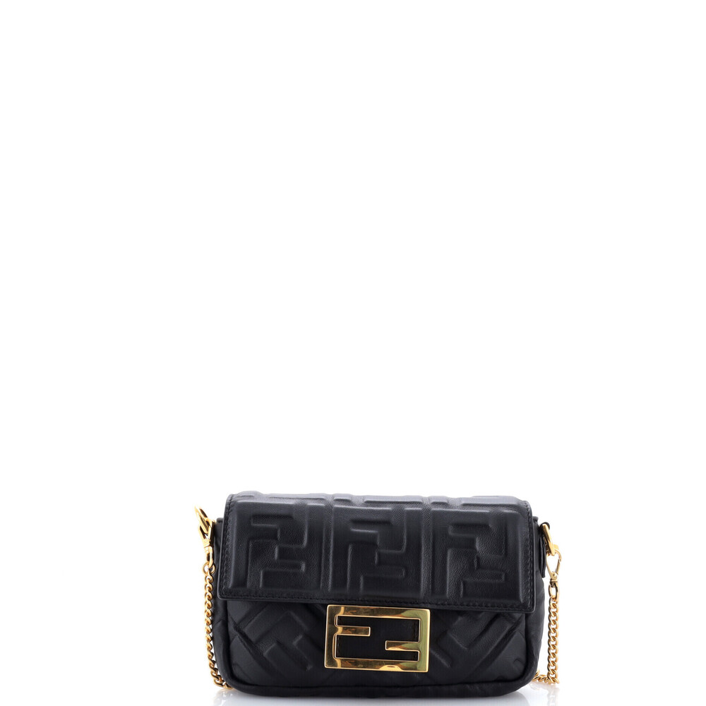 Fendi Mini Baguette NM Bag Zucca Embossed Leather